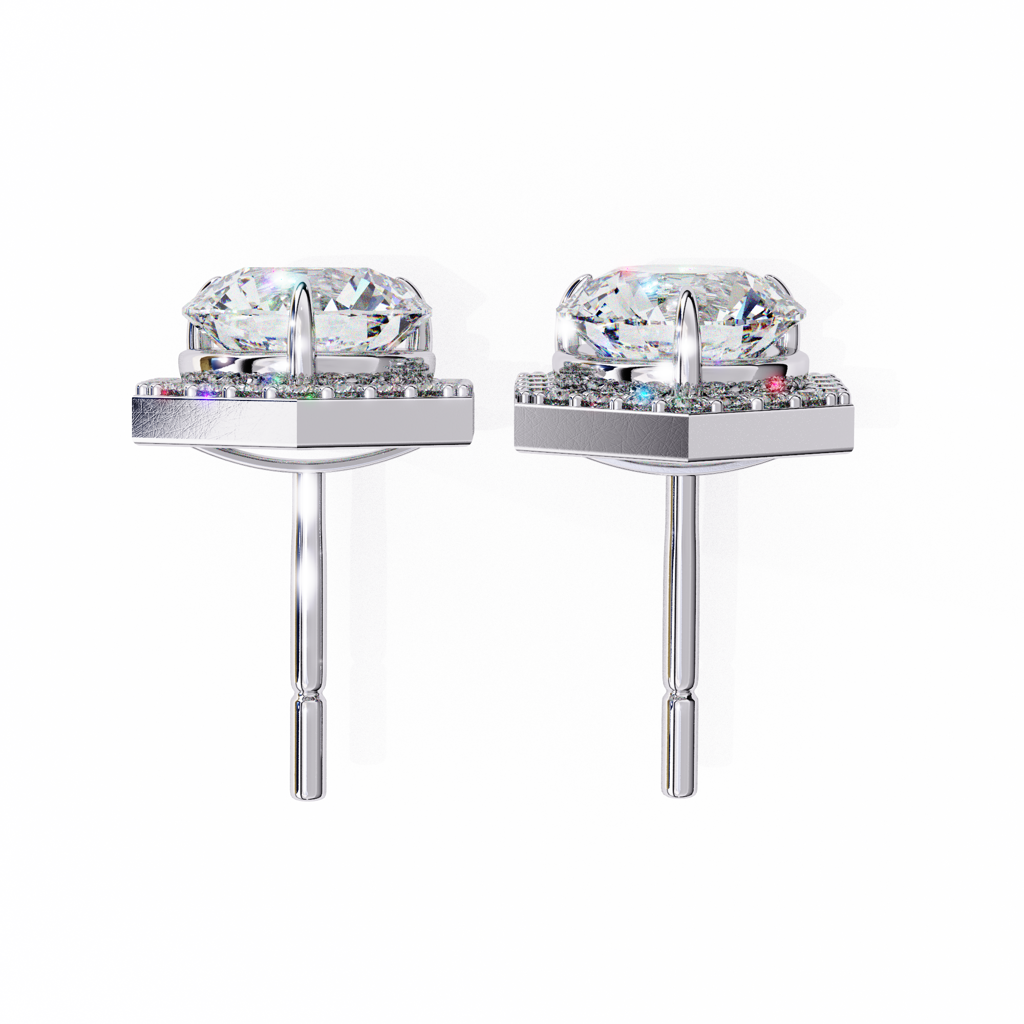 Solitairekart 2.1ct Hexagonal Halo Natural Diamond Stud Earrings-H Color, VS1 Clarity3